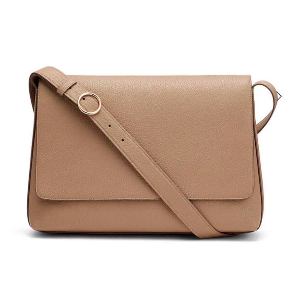 Concertina Shoulder Bag - Elegant Tan Leather Shoulder Bag